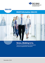 Titelbild der DGUV Information 206-013: Stress, Mobbing & Co.
