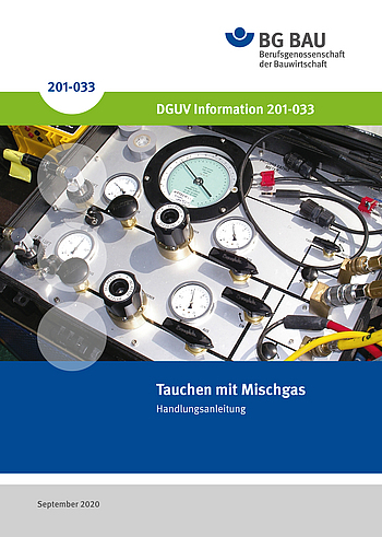 Titelbild der DGUV Information 201-033: Tauchen mit Mischgas.
