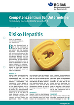 Titelbild des Infoblattes "Kompetenzzentrum für Unternehmer -
Fortbildung nach der DGUV-Vorschrift 2: Hepatitis"