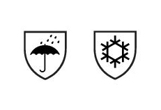 Symbole wasserdicht und Kälteschutz