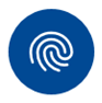 Datenschutz-Zeichen: ein blauer Kreis mit einem Finger-Abdruck darin