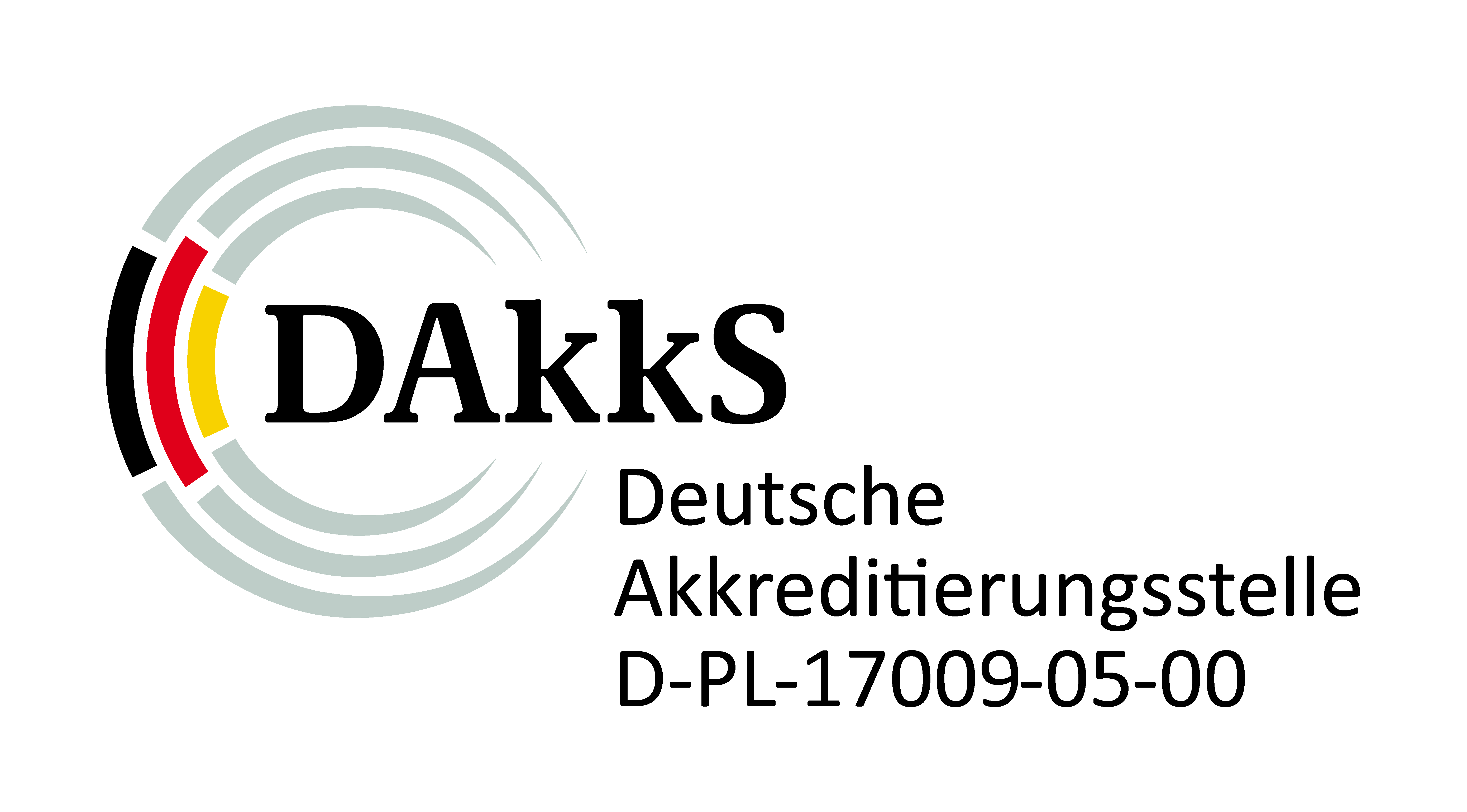Logo Deutsche Akkreditierungsstelle GmbH für den Bereich der Prüfung (erkennbar am PL).