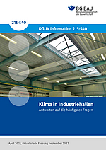 Titelbild der DGUV Information 215-540: Klima in Industriehallen