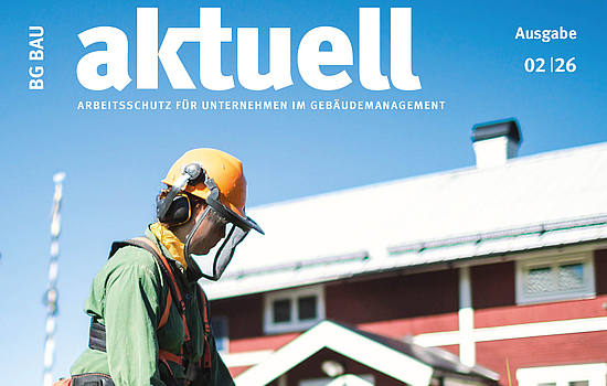 Titelbild BG BAU aktuell 2-2026 Gebäudemanagement.