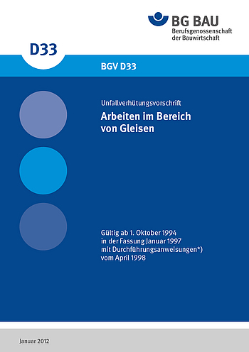 Titelbild der DGUV Vorschrift 77: Arbeiten im Bereich von Gleisen