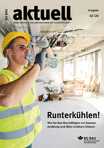 Titelbild BG BAU aktuell 2-2026, Bauwirtschaft.
