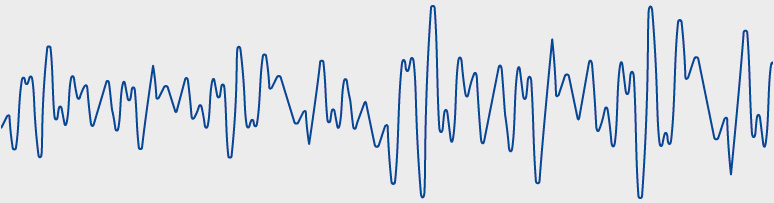 Ein blaues Frequenzband, das eine Lärmkurve darstellt.