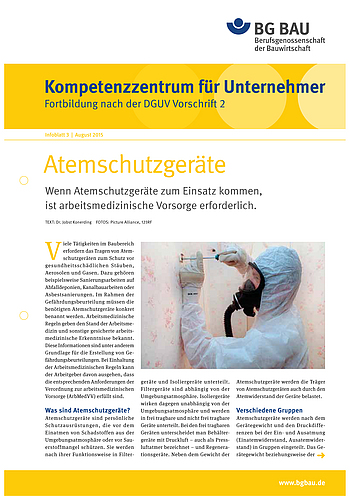 Kompetenzzentrum für Unternehmer - Fortbildung nach DGUV Vorschrift 2 "Atemschutzgeräte" Kompetenzzentrum für Unternehmer - Fortbildung nach DGUV Vorschrift 2 "Atemschutzgeräte"