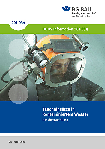Titelbild DGUV Information 201-034 Taucheinsätze in kontaminiertem Wasser - Handlungsanleitung