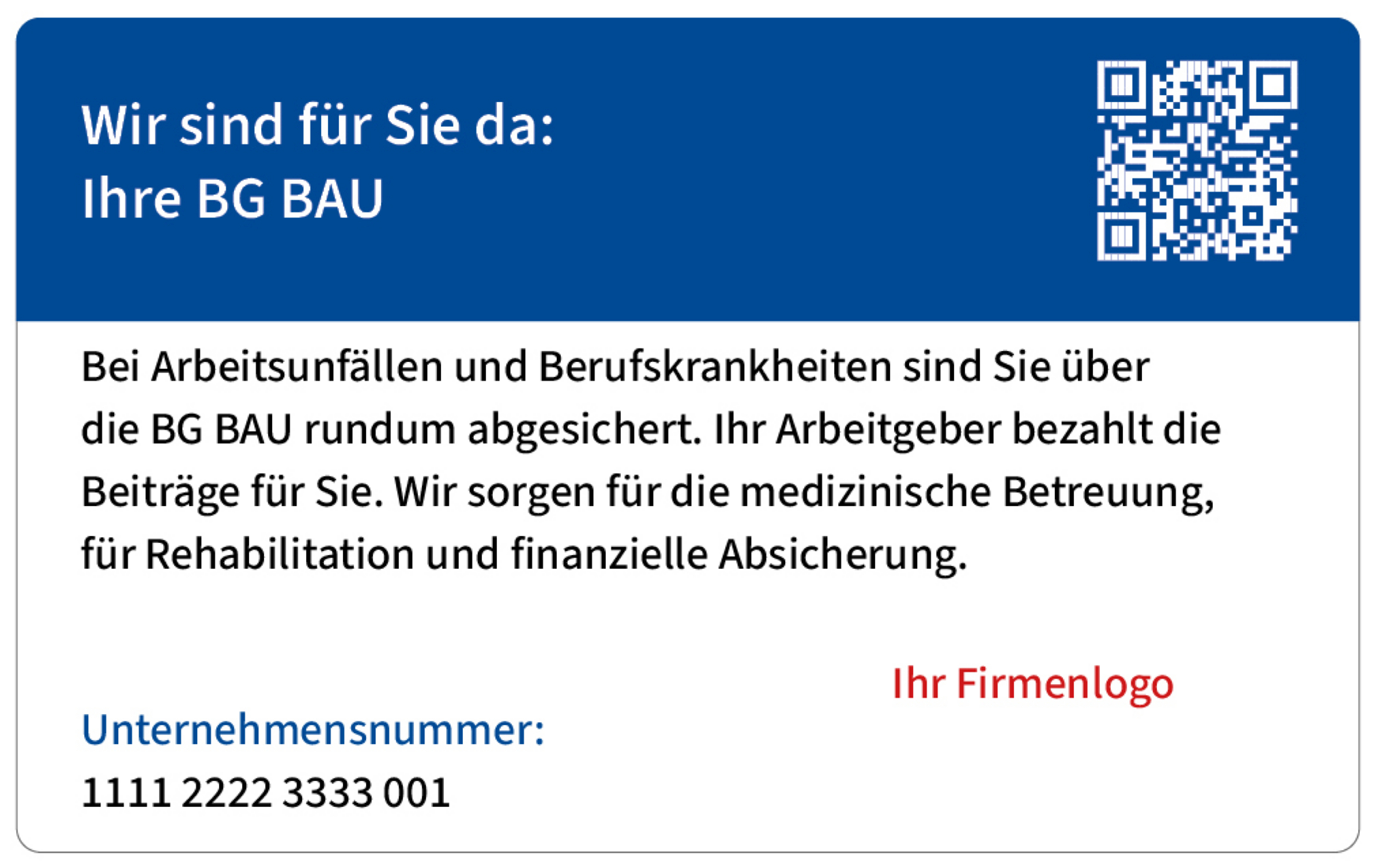 Die R&uuml;ckseite der Standard Plus BG BAU Versichertenkarte mit abgerundetem Rahmen.