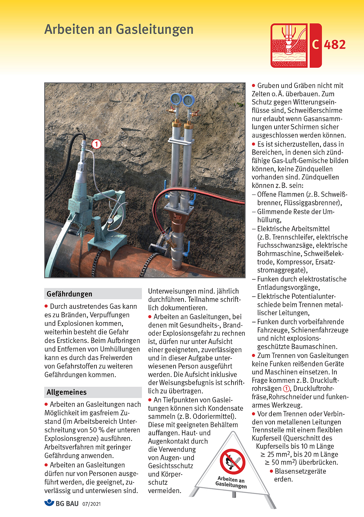 Arbeiten an Gasleitungen | BG BAU - Berufsgenossenschaft der Bauwirtschaft