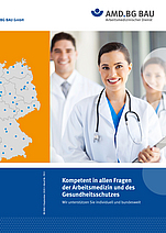 Titelbild des AMD-Flyers "Kompetent in allen Fragen der Arbeitsmedizin und des Gesundheitsschutzes"