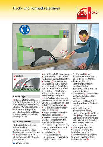 Titelbild Baustein B 252: Tisch- und Formatkreissägen