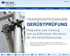 Startseite des Trainingsprogramms Gerüstprüfung