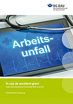 Titelbild der Broschüre "În caz de accident grav! Cele mai importante informații dintr-o privire (Rumänisch) "