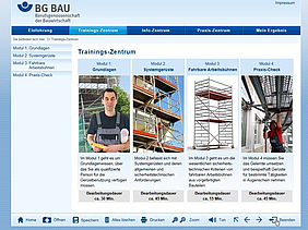 Startseite des Trainingsprogramms Gerüstprüfung