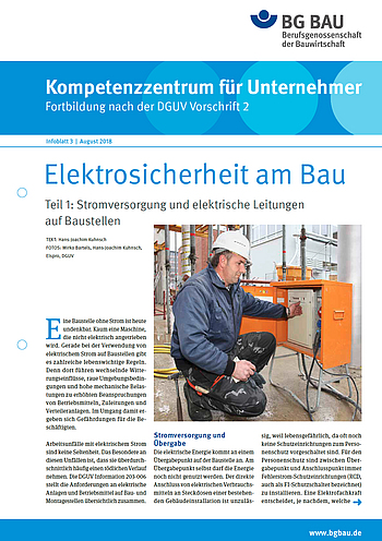 Kompetenzzentrum für Unternehmer 3/2018: Elektrosicherheit am Bau (Teil 1)