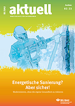 Titelbild der Zeitschrift BG BAU aktuell 2-2023, Ausbau.