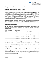 Kompetenzzentrum für Unternehmer - Fortbildung nach DGUV Vorschrift 2 "Belastungen durch Lärm"