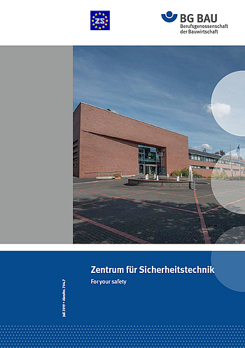 Titelbild des Flyers "Zentrum für Sicherheitstechnik" in Englisch.