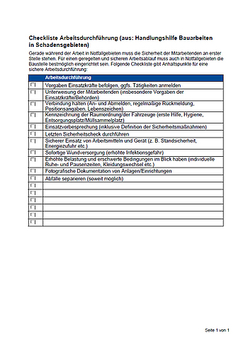 Checkliste Arbeitsdurchführung