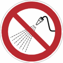 Sicherheitszeichen Verbotszeichen - Mit Wasser spritzen verboten P016