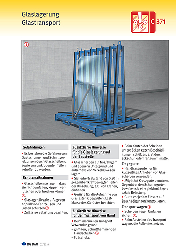 Titelbild Baustein C 371 Glaslagerung - Glastransport