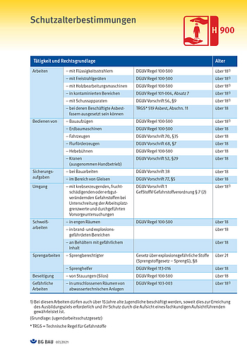 Titelbild Baustein H 900 Schutzalterbestimmungen