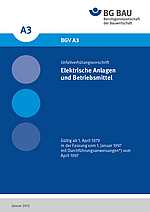 Titelbild der DGUV Vorschrift 3: Elektrische Anlagen und Betriebsmittel"