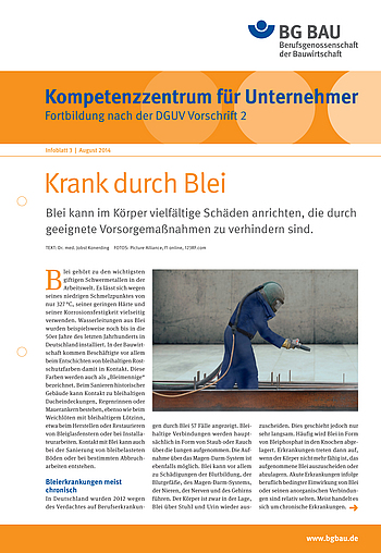 Kompetenzzentrum für Unternehmer - Fortbildung nach DGUV Vorschrift 2 "Krank durch Blei" Titelbild Kompetenzzentrum für Unternehmer - Fortbildung nach DGUV Vorschrift 2 "Krank durch Blei"