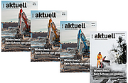 Collage der Titelbilder von BG BAU aktuell 4-2025.
