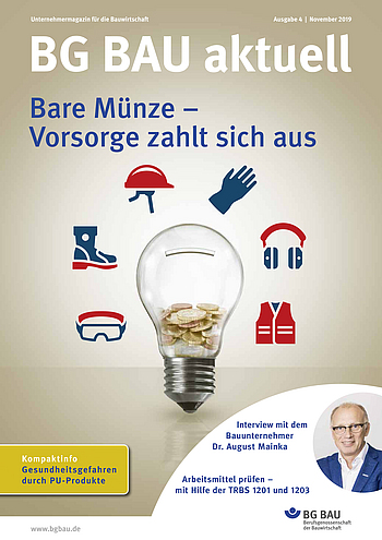 Titelbild der Zeitschrift BG BAU aktuell 4-2019