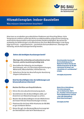 Checkliste: Hitzeaktionsplan für Indoor-Baustellen