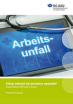 Titelbild der Broschüre "Kiedy zdarzył się poważny wypadek! Najważniejsze informacje w skrócie (Polnisch)"