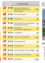 Screenshots der BG BAU Bausteine-App, Stand 2021