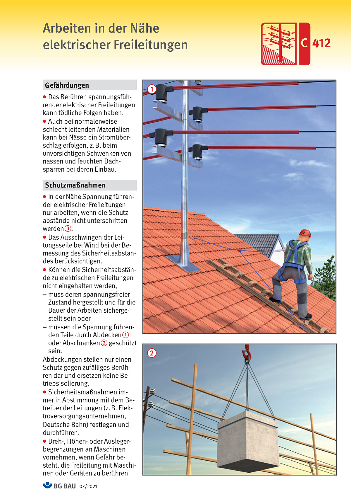 Teil Der Elektrischen Freileitung Arbeiten in der Nähe elektrischer Freileitungen | BG BAU