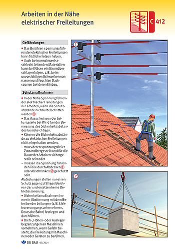 Titelbild Baustein C 412 Arbeiten in der Nähe elektrischer Freileitungen