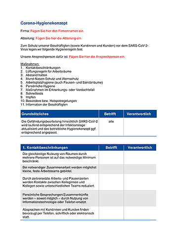 Corona-Hygienekonzept Gebäudereinigung
