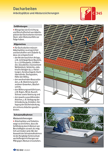 Titelbild Baustein C 345 Dacharbeiten - Arbeitsplätze und Absturzsicherungen