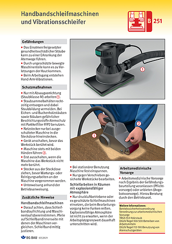 Titelbild des Baustein B 251 Handbandschleifmaschinen und Vibrationsschleifer.