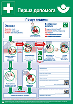 Titelbild der DGUV Information 204-016 Erste Hilfe Poster in ukrainischer Sprache.