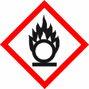 Sicherheitszeichen GHS03 Flamme über einem Kreis nach GHS Verordnung
