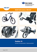 Titelbild der DGUV Information 208-047 „Pedelec 25 - Fahrrad, Transportmittel – Elektromobilität“