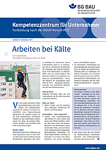 Titelbild Kompetenzzentrum für Unternehmer - Fortbildung nach der DGUV Vorschrift 2: Arbeiten bei Kälte, Infoblatt 4 Dezember 2022