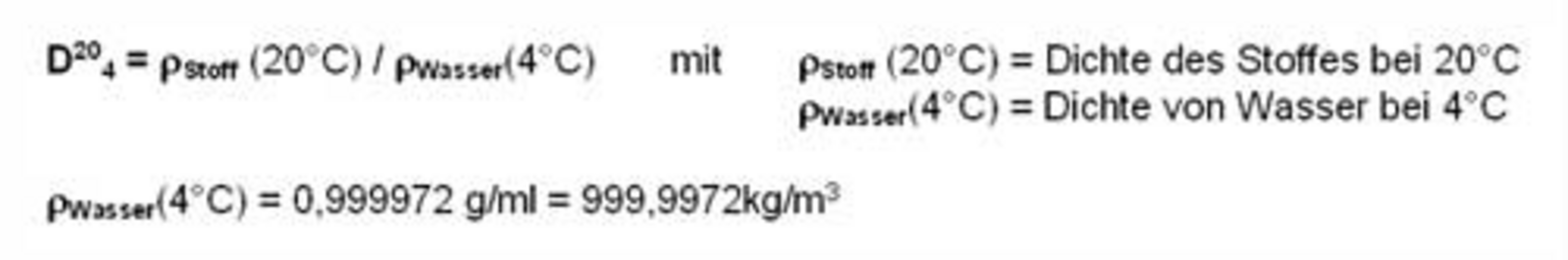 relative Dichte von Wasser