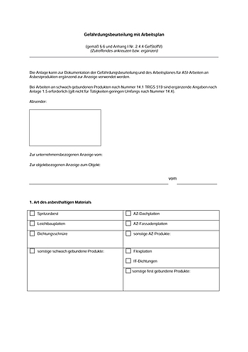 Gefährdungsbeurteilung mit Arbeitsplan (Anlage 1.4)