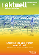 Titelbild der Zeitschrift BG BAU aktuell 2-2023, Gebäudemanagement.