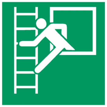 Sicherheitszeichen Rettungszeichen - Notausstieg mit Fluchtleiter E016