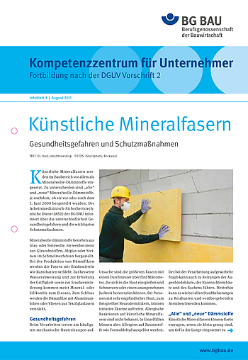 Kompetenzzentrum für Unternehmer - Fortbildung nach DGUV Vorschrift 2 "Künstliche Mineralfasern" Kompetenzzentrum für Unternehmer - Fortbildung nach DGUV Vorschrift 2 "Künstliche Mineralfasern"