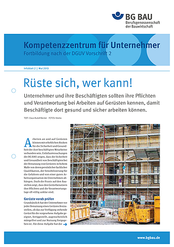 Titelbild Kompetenzzentrum für Unternehmer - Fortbildung nach DGUV Vorschrift 2 "Rüste sich, wer kann!"